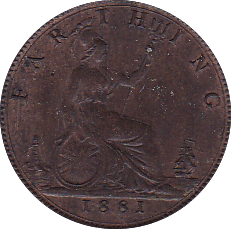 1881 FARTHING ( UNC ) - Farthing - Cambridgeshire Coins