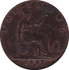 1881 H FARTHING ( UNC ) - Farthing - Cambridgeshire Coins