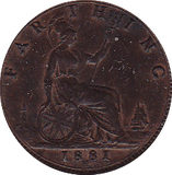 1881 H FARTHING ( UNC ) - Farthing - Cambridgeshire Coins