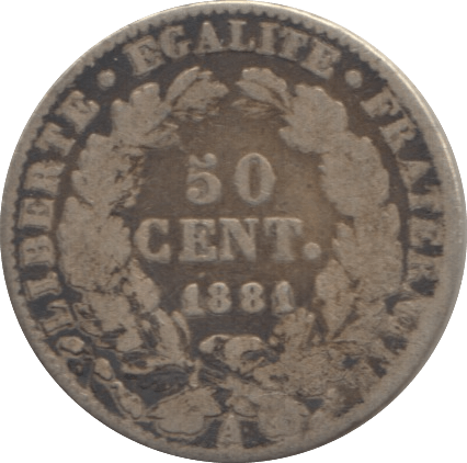 1881 SILVER 50 CENT FRANCE - SILVER WORLD COINS - Cambridgeshire Coins