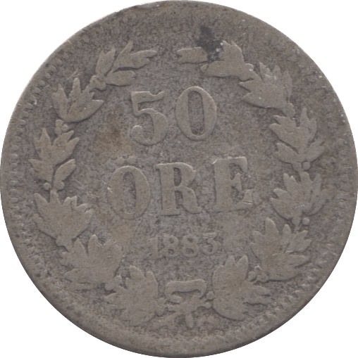 1883 SILVER 50 ORE SWEDEN - SILVER WORLD COINS - Cambridgeshire Coins