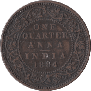 1884 1/4 ANNA INDIA - SILVER WORLD COINS - Cambridgeshire Coins