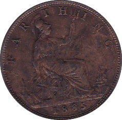 1885 FARTHING ( UNC ) STAINS - Farthing - Cambridgeshire Coins