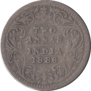 1886 SILVER INDIA TWO ANNAS - SILVER WORLD COINS - Cambridgeshire Coins