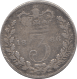 1886 SILVER THREEPENCE ( FAIR ) - Cambridgeshire Coins