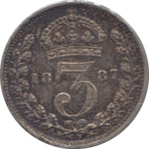 1887 MAUNDY THREEPENCE ( EF ) - Maundy Coins - Cambridgeshire Coins