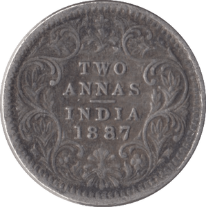 1887 SILVER INDIA TWO ANNAS - SILVER WORLD COINS - Cambridgeshire Coins