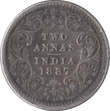 1887 SILVER INDIA TWO ANNAS - SILVER WORLD COINS - Cambridgeshire Coins