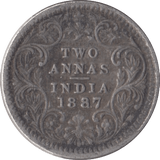 1887 SILVER INDIA TWO ANNAS - SILVER WORLD COINS - Cambridgeshire Coins