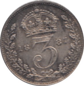 1887 SILVER THREEPENCE ( AUNC ) - Threepence - Cambridgeshire Coins