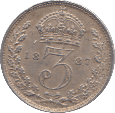 1887 SILVER THREEPENCE ( EF ) 2 - Threepence - Cambridgeshire Coins