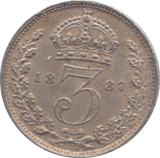 1887 SILVER THREEPENCE ( EF ) 2 - Threepence - Cambridgeshire Coins