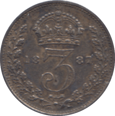 1887 SILVER THREEPENCE ( EF ) - Threepence - Cambridgeshire Coins