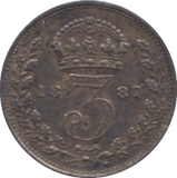 1887 SILVER THREEPENCE ( EF ) - Threepence - Cambridgeshire Coins