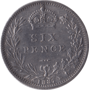 1887 SIXPENCE ( AUNC ) - Sixpence - Cambridgeshire Coins