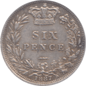 1887 SIXPENCE YOUNG HEAD ( EF ) 6 - Sixpence - Cambridgeshire Coins