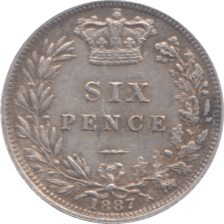 1887 SIXPENCE YOUNG HEAD ( EF ) 6 - Sixpence - Cambridgeshire Coins