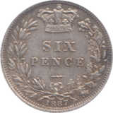 1887 SIXPENCE YOUNG HEAD ( EF ) 6 - Sixpence - Cambridgeshire Coins