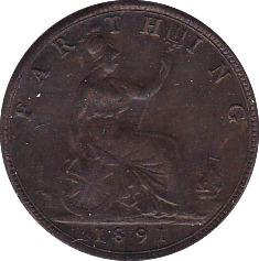 1891 FARTHING ( AUNC ) - Farthing - Cambridgeshire Coins