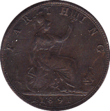 1891 FARTHING ( AUNC ) - Farthing - Cambridgeshire Coins