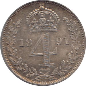 1891 MAUNDY FOURPENCE ( UNC ) - Maundy Coins - Cambridgeshire Coins