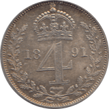 1891 MAUNDY FOURPENCE ( UNC ) - Maundy Coins - Cambridgeshire Coins