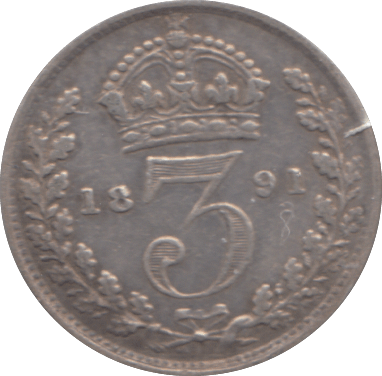 1891 SILVER THREEPENCE ( GVF ) - Threepence - Cambridgeshire Coins