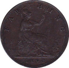 1892 FARTHING ( AUNC ) - Farthing - Cambridgeshire Coins