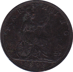 1892 FARTHING ( EF ) B - Farthing - Cambridgeshire Coins