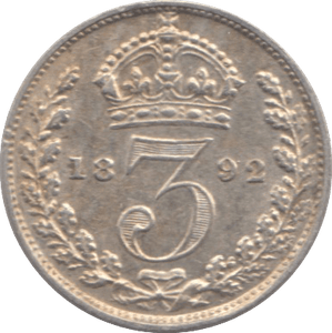 1892 MAUNDY THREEPENCE ( EF ) - Maundy Coins - Cambridgeshire Coins