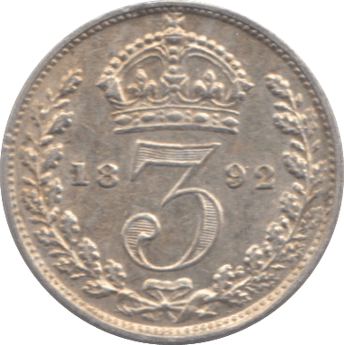 1892 MAUNDY THREEPENCE ( EF ) - Maundy Coins - Cambridgeshire Coins