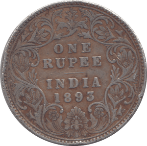 1893 INDIAN SILVER ONE RUPEE - SILVER WORLD COINS - Cambridgeshire Coins