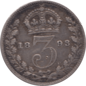 1893 MAUNDY THREEPENCE ( GF ) 1 - Maundy Coins - Cambridgeshire Coins