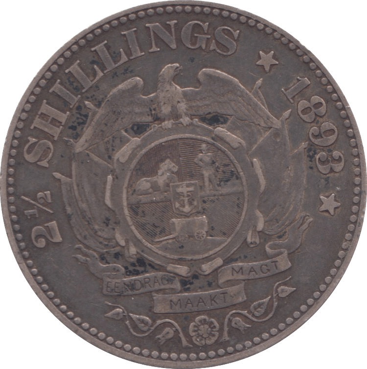 1893 SILVER 2 1/2 SHILLING SOUTH AFRICA - SILVER WORLD COINS - Cambridgeshire Coins