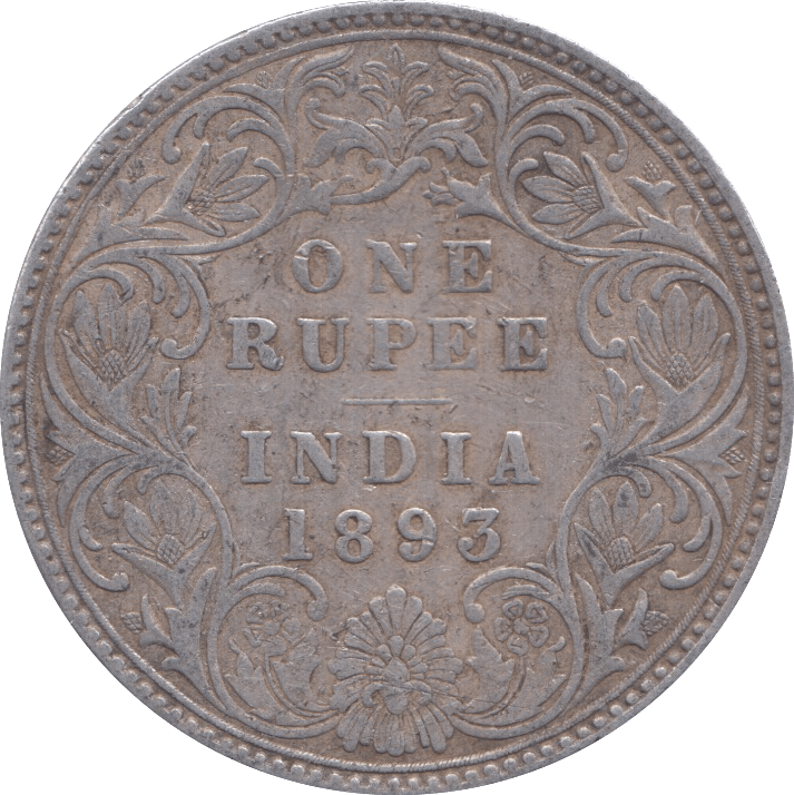 1893 SILVER ONE RUPEE INDIA - SILVER WORLD COINS - Cambridgeshire Coins