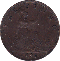 1894 FARTHING ( UNC ) - Farthing - Cambridgeshire Coins