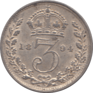 1894 SILVER THREEPENCE ( EF ) - Threepence - Cambridgeshire Coins