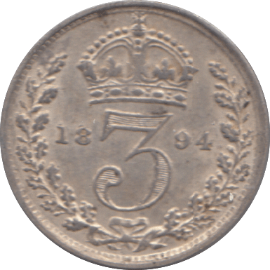 1894 SILVER THREEPENCE ( EF ) - Threepence - Cambridgeshire Coins