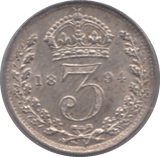 1895 MAUNDY THREEPENCE ( AUNC ) - Maundy Coins - Cambridgeshire Coins