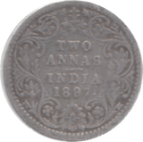 1897 INDIA SILVER 2 ANNAS - SILVER WORLD COINS - Cambridgeshire Coins