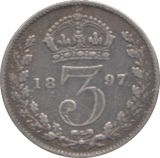 1897 SILVER THREEPENCE ( FINE ) - Threepence - Cambridgeshire Coins