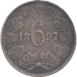 1897 SOUTH AFRICA SILVER SIXPENCE - SILVER WORLD COINS - Cambridgeshire Coins