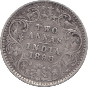 1898 INDIAN SILVER TWO ANNAS - SILVER WORLD COINS - Cambridgeshire Coins