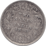 1898 INDIAN SILVER TWO ANNAS - SILVER WORLD COINS - Cambridgeshire Coins