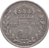 1899 MAUNDY THREEPENCE ( VF ) - Maundy Coins - Cambridgeshire Coins