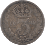 1899 SILVER THREEPENCE ( FINE ) 2 - Threepence - Cambridgeshire Coins