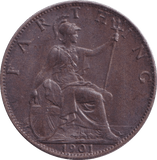 1901 FARTHING ( UNC ) - Farthing - Cambridgeshire Coins