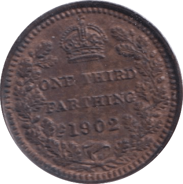 1902 ONE THIRD FARTHING ( EF ) - One Third Farthing - Cambridgeshire Coins