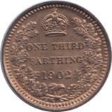 1902 ONE THIRD FARTHING ( UNC ) 2 - One Third Farthing - Cambridgeshire Coins