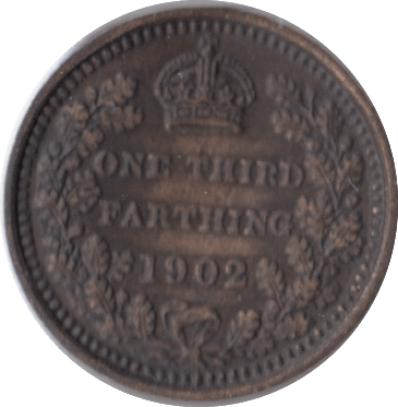 1902 ONE THIRD FARTHING ( VF ) - One Third Farthing - Cambridgeshire Coins